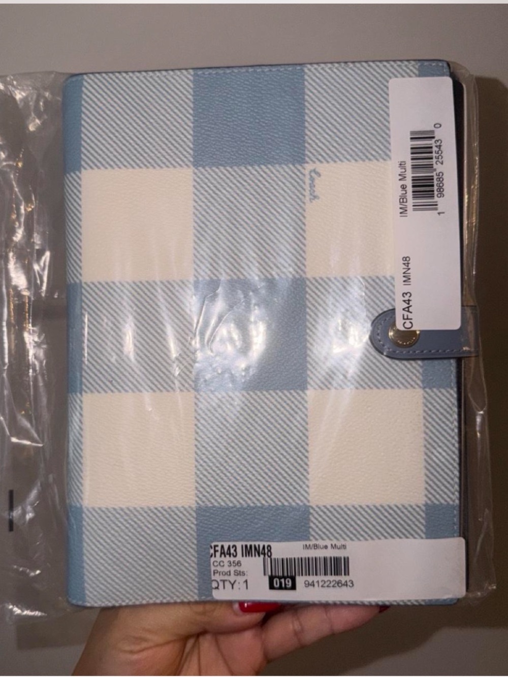 🩵COACH~Notebook With Gingham Print